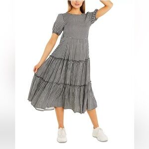 NWT Quiz Gingham Tiered MIDI Dress Size 12 MSRP $100